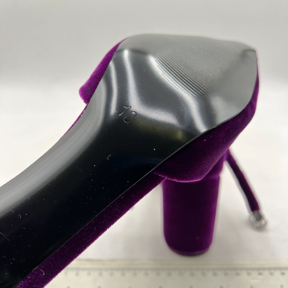 YDN Purple Chunky Heel Pumps Ladies Pointed Toe D'Orsay Adjustable Buckled Shoes - Picture 6 of 8